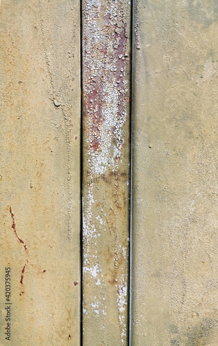 texture old green painted metal plate nailed rusting and crumbling