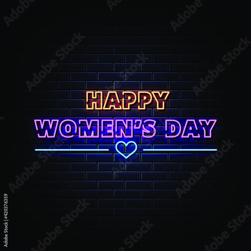 Happy women s day neon sign vector