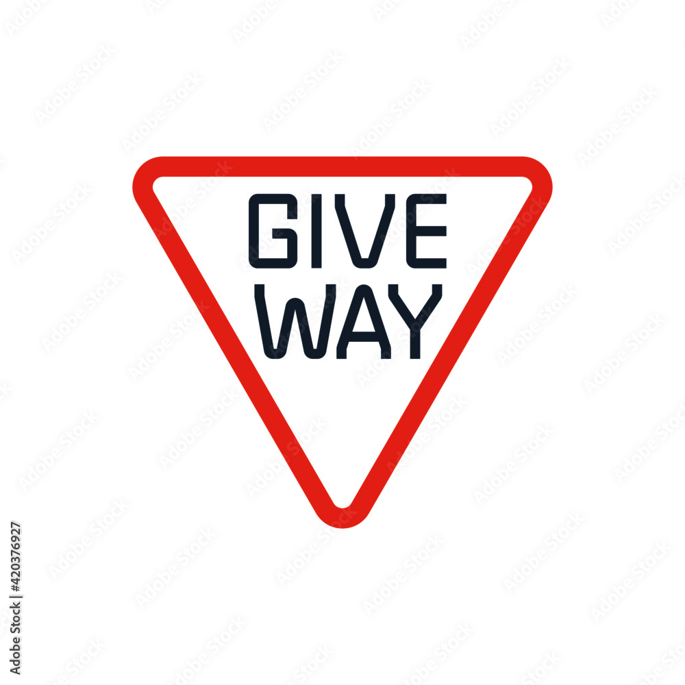 give way sign vector icon, isolated on white background give way sign vector icon, isolated on white background