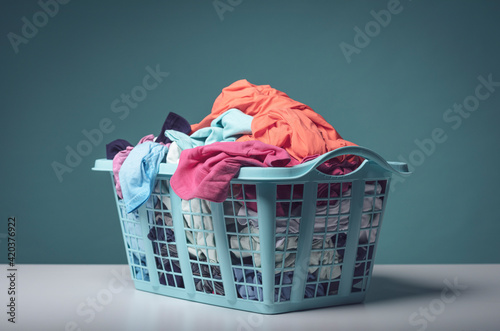 Washing basket full of clothes