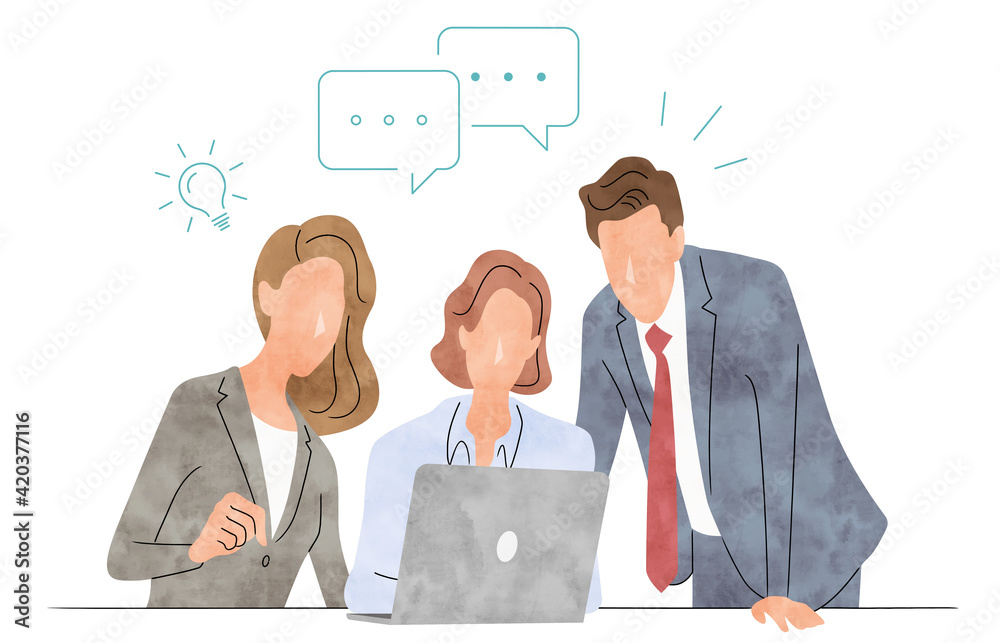 ベクターイラスト素材 打ち合わせをするチーム ビジネスシーン Vector De Stock Adobe Stock