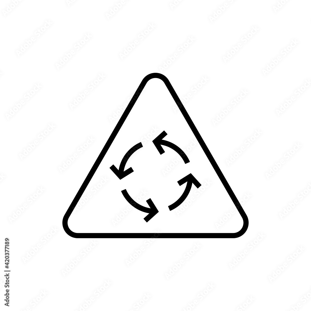 Traffic Circle Warning Sign icon, isolated on white background Traffic Circle Warning Sign icon, isolated on white background