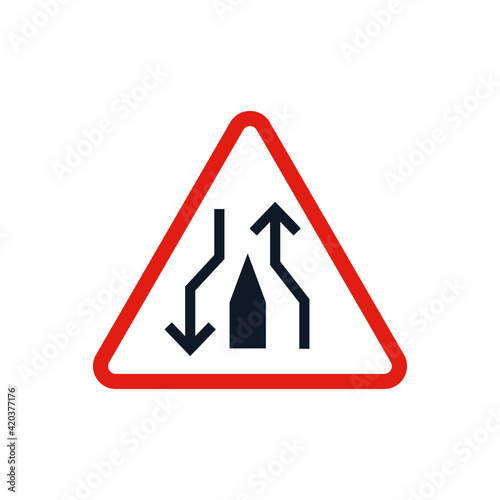 single lane ahead sign icon, isolated on white background