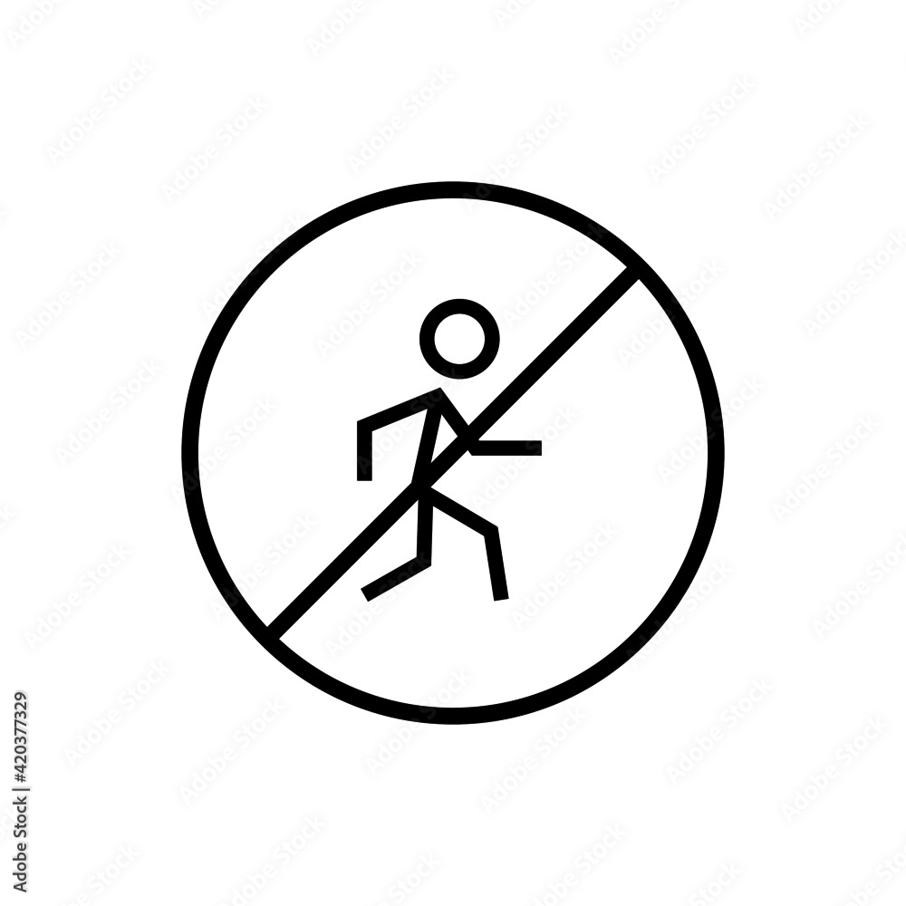 No pedestrian crossing symbol vector icon, isolated on white background No pedestrian crossing symbol vector icon, isolated on white background