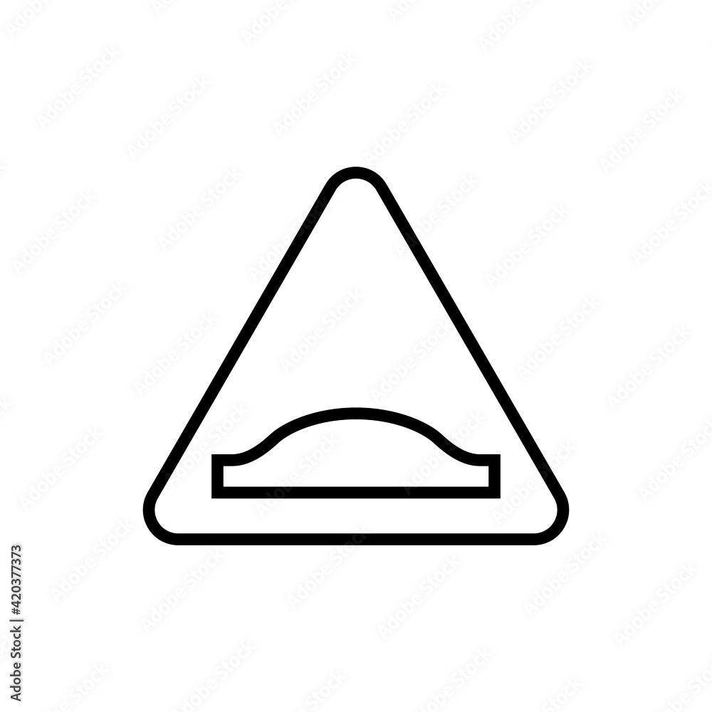 Red triangle speed bumps road sign icon, isolated on white background Red triangle speed bumps road sign icon, isolated on white background