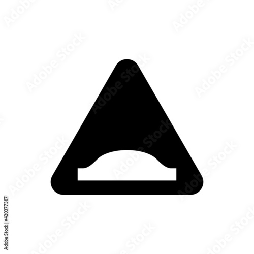 Red triangle speed bumps road sign icon, isolated on white background