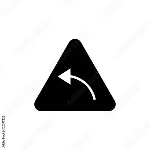 Left turn traffic sign vector icon, isolated on white background