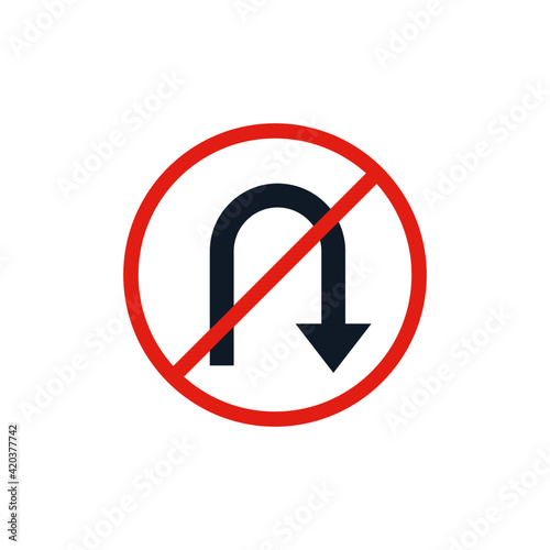 do not u turn, warning icon icon, isolated on white background