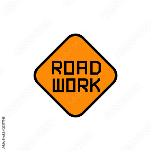 Road work ahead sign icon, isolated on white background