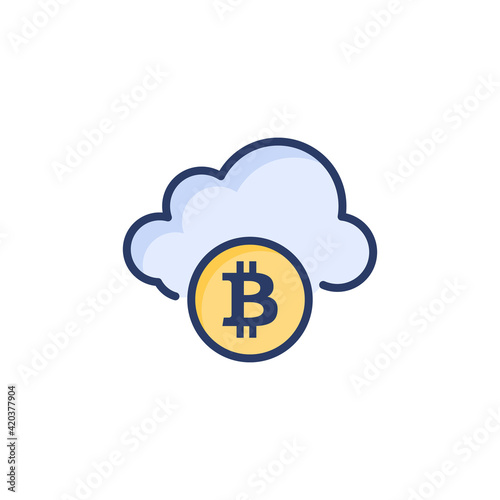 Cloud Bitcoin icon in vector. Logotype