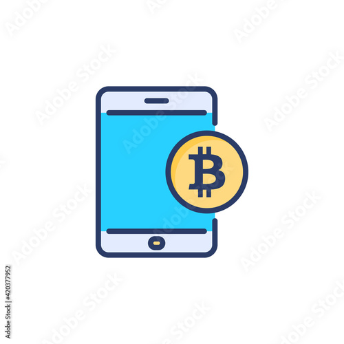 Mobile Bitcoin icon in vector. Logotype