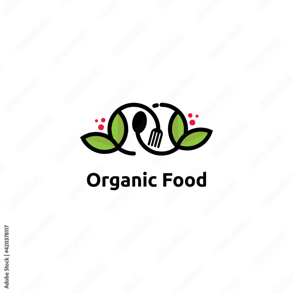 Fototapeta premium organic food logo vector concept, icon, element, and template for business