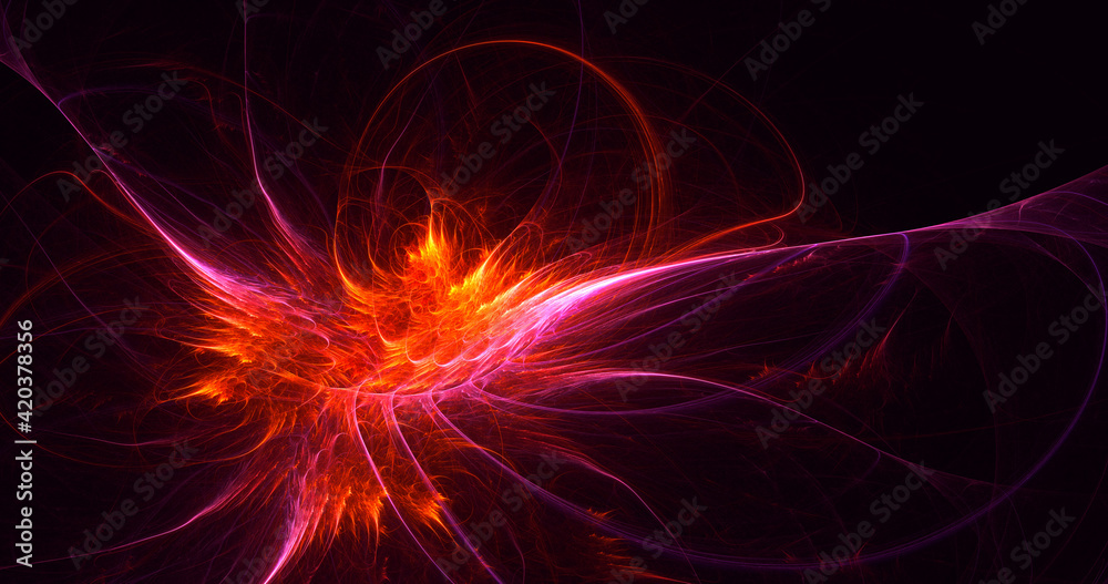 3D rendering abstract red fractal light background 3D rendering abstract red fractal light background