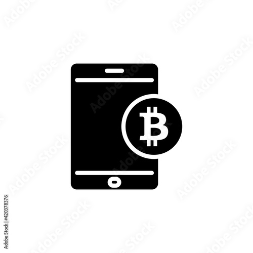 Mobile Bitcoin icon in vector. Logotype