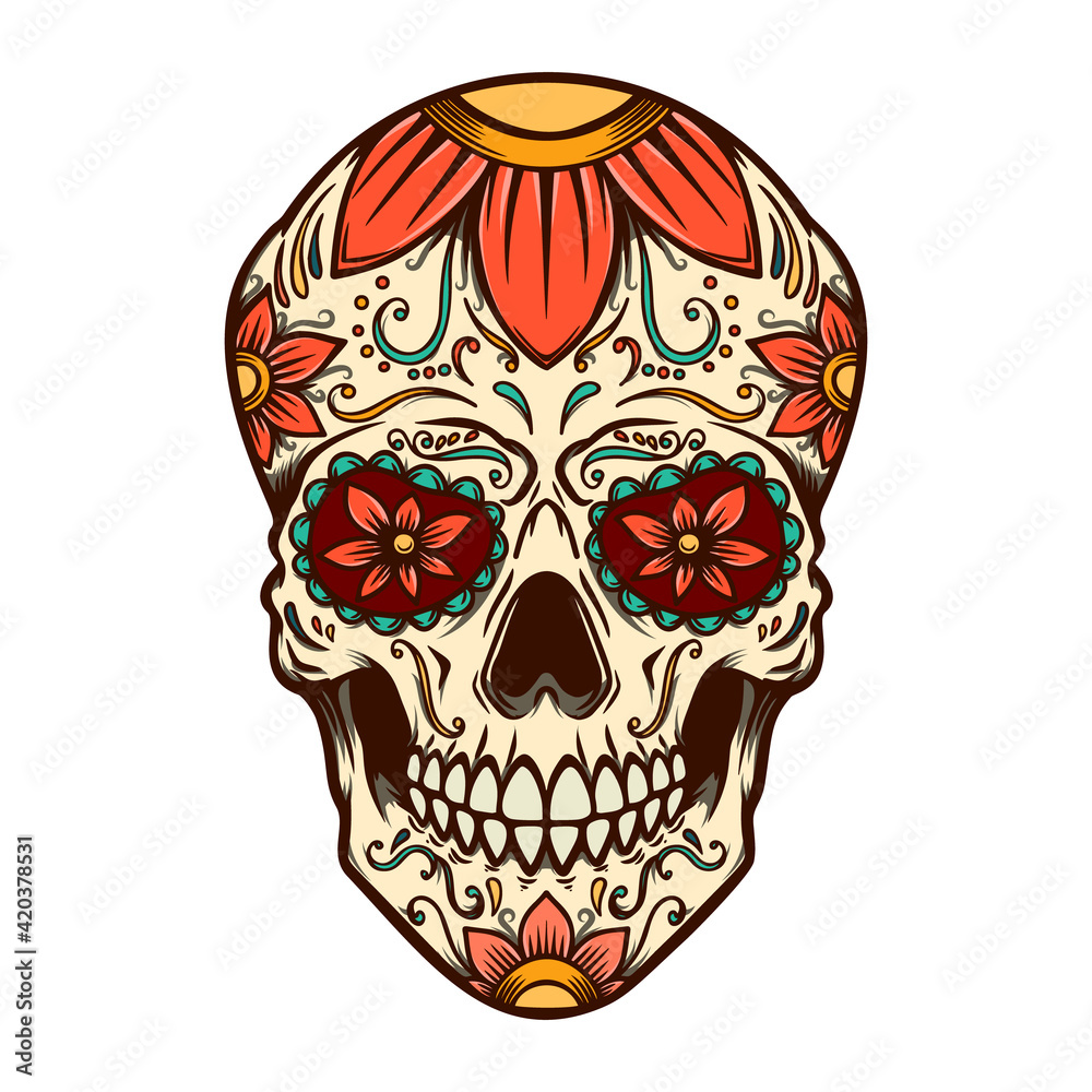 Illustration of mexican sugar skull. Design element for logo, label ...