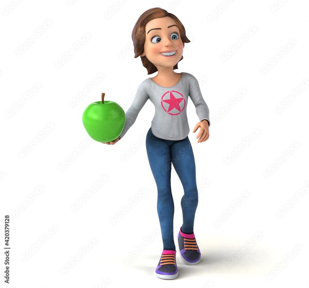 Fun 3D illustration of a cartoon teenage girl Fun 3D illustration of a cartoon teenage girl