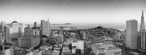 Panoramic aerial view  San Francisco and bay area