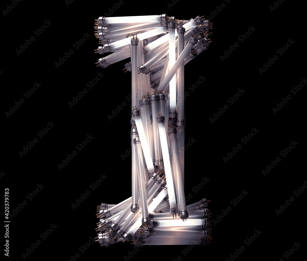 Fluorescent Lamp font. Letter I. Fluorescent Lamp font. Letter I.