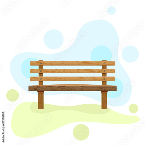 Vector stock banner with backyard,  garden furniture.  Spring picnic background in flat style. Summer or spring view