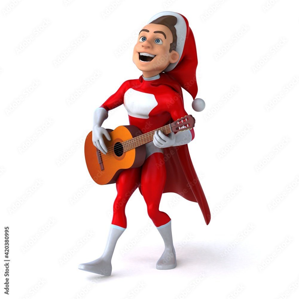 Fun 3D illustration of a fun super santa claus Fun 3D illustration of a fun super santa claus