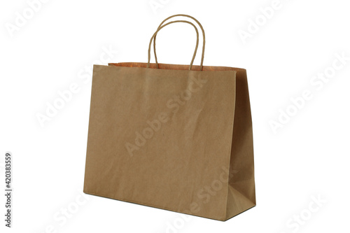 Blank paper bag isolated on white background