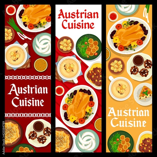 Austrian cuisine vector banners, food of Austria