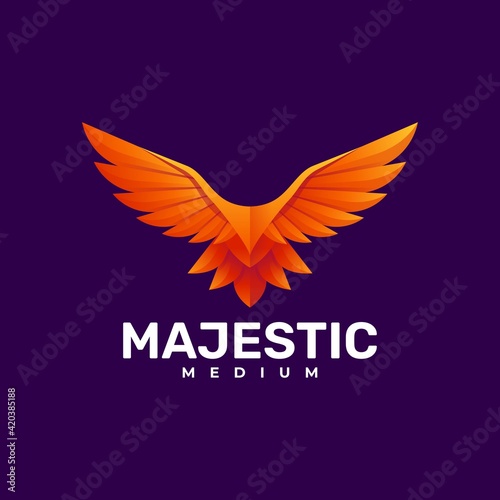 Vector Logo Illustration Bird Gradient Colorful Style.