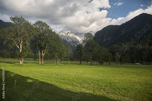Wallpaper Mural Greenfield. Views of the Alps. Blue sky with clouds. Exterior shot.  Torontodigital.ca