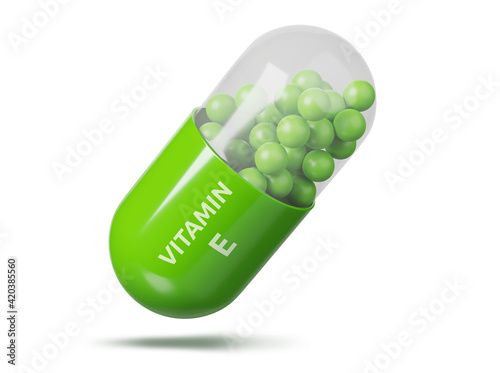 Obraz na płótnie vitamin e capsule isolated on white background