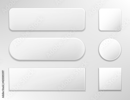 Set of various gray glossy web buttons.Vector illustration isolated on white background.