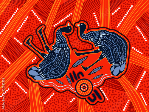 Emu aboriginal art background