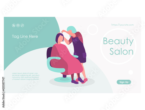 Landing page for beauty salon. flat vector illustration