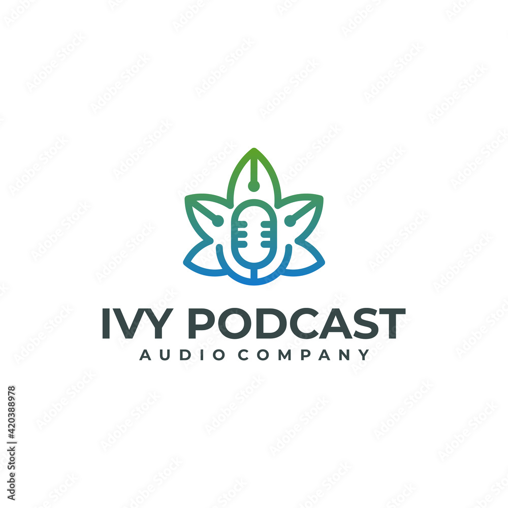 Fototapeta premium ivy nature podcast logo design template vector illustration