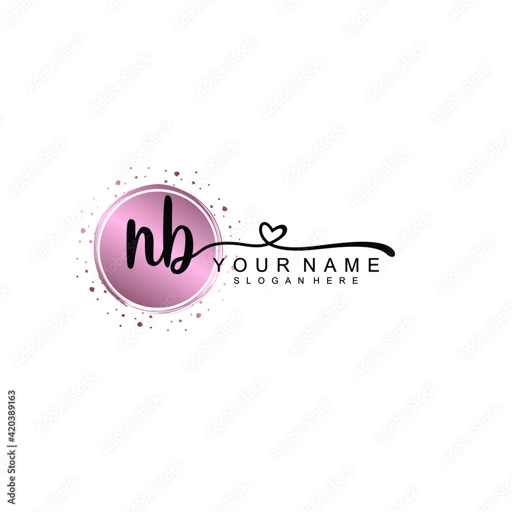 NB beautiful Initial handwriting logo template
