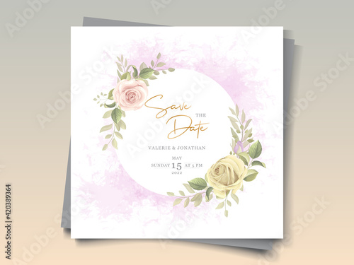 Wedding invitation design with soft color of roses