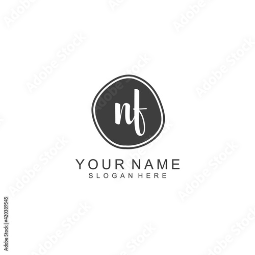 NF beautiful Initial handwriting logo template