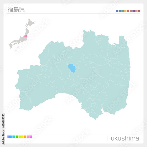 福島県の地図・Fukushima（市町村・区分け）