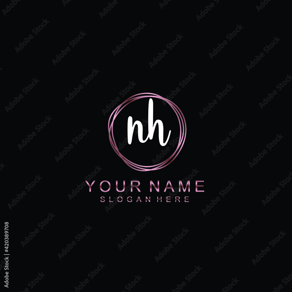 NH beautiful Initial handwriting logo template NH beautiful Initial handwriting logo template