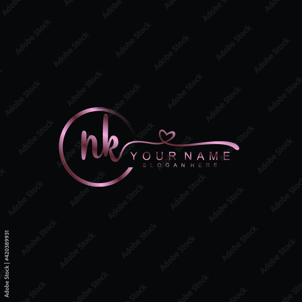 NK beautiful Initial handwriting logo template