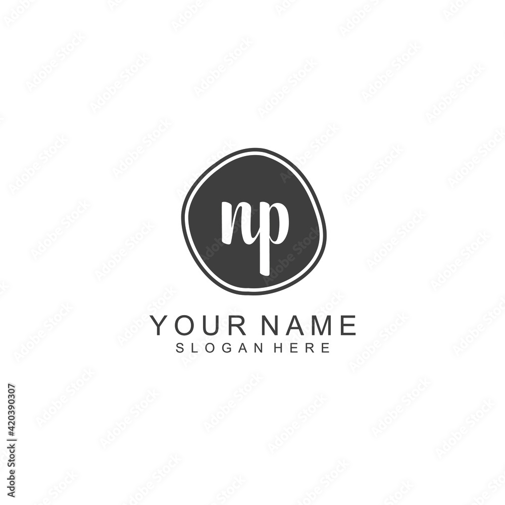 NP beautiful Initial handwriting logo template NP beautiful Initial handwriting logo template