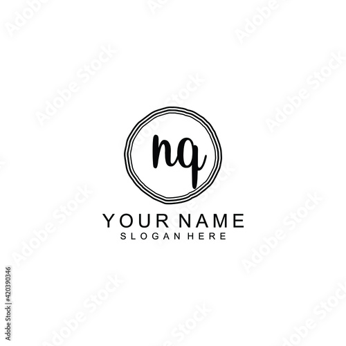 NQ beautiful Initial handwriting logo template