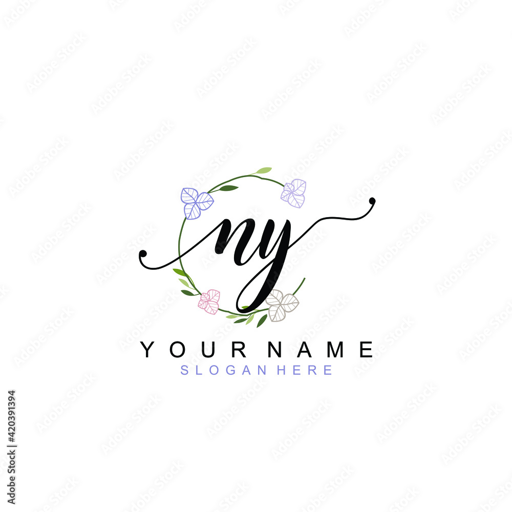 NY beautiful Initial handwriting logo template NY beautiful Initial handwriting logo template