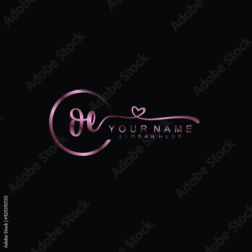 OE beautiful Initial handwriting logo template