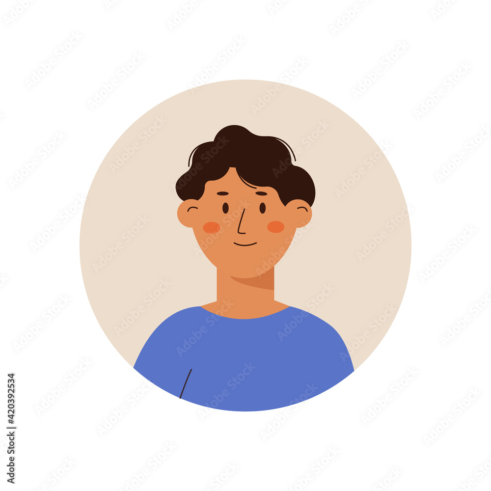 Woman avatar icon, portrait of a young woman on isolated white background. Vector illustration in cartoon flat style.