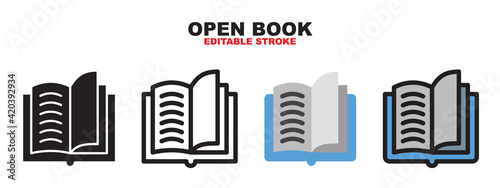 Open Book icon set with different styles. Editable stroke and pixel perfect. Can be used for web, mobile, ui and more.