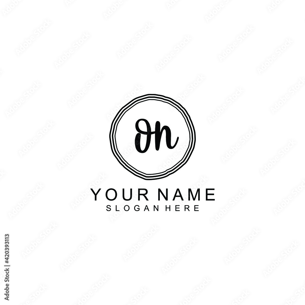 ON beautiful Initial handwriting logo template ON beautiful Initial handwriting logo template