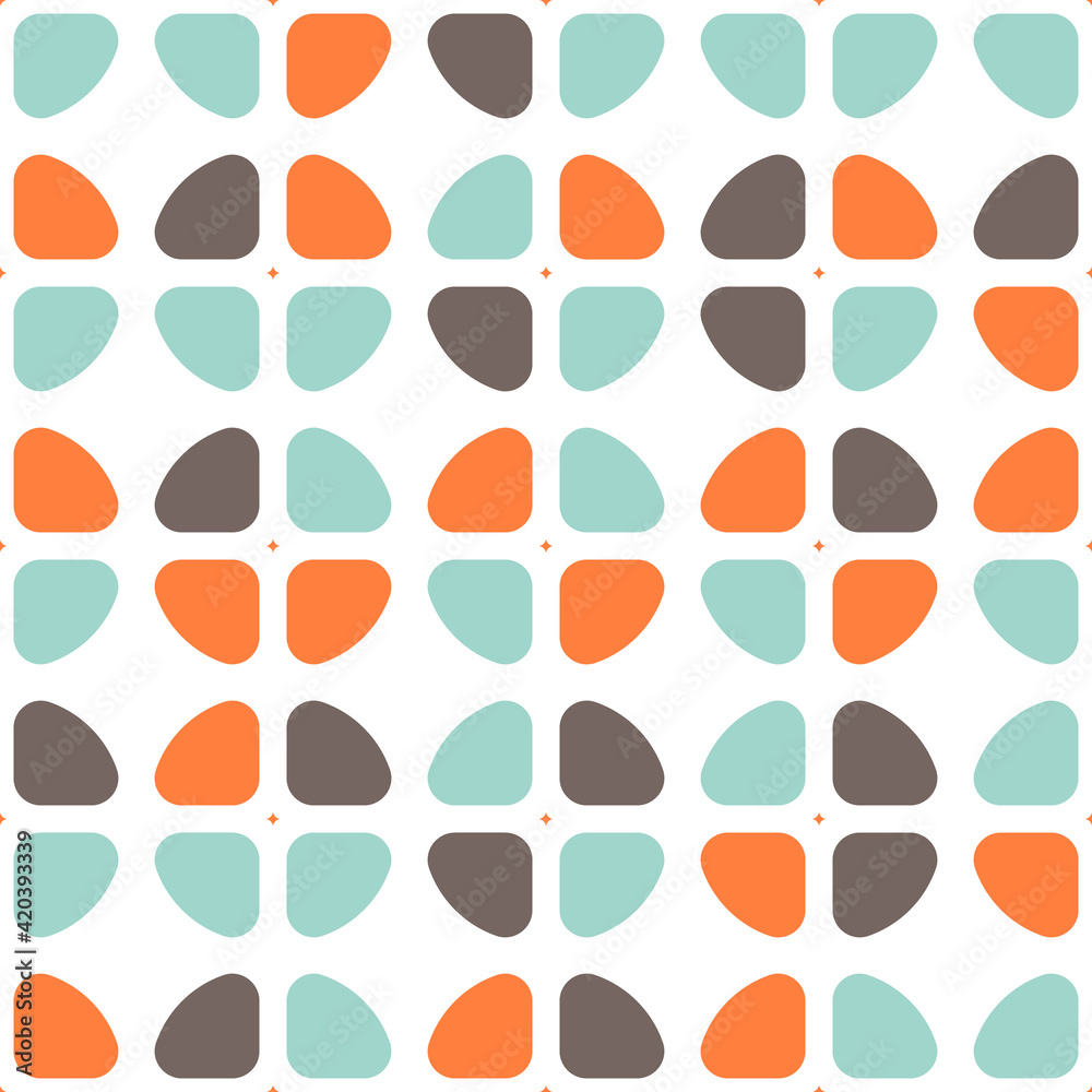 Plakat Geometric vector seamless pattern. Modern background with simple shapes in pastel colors.