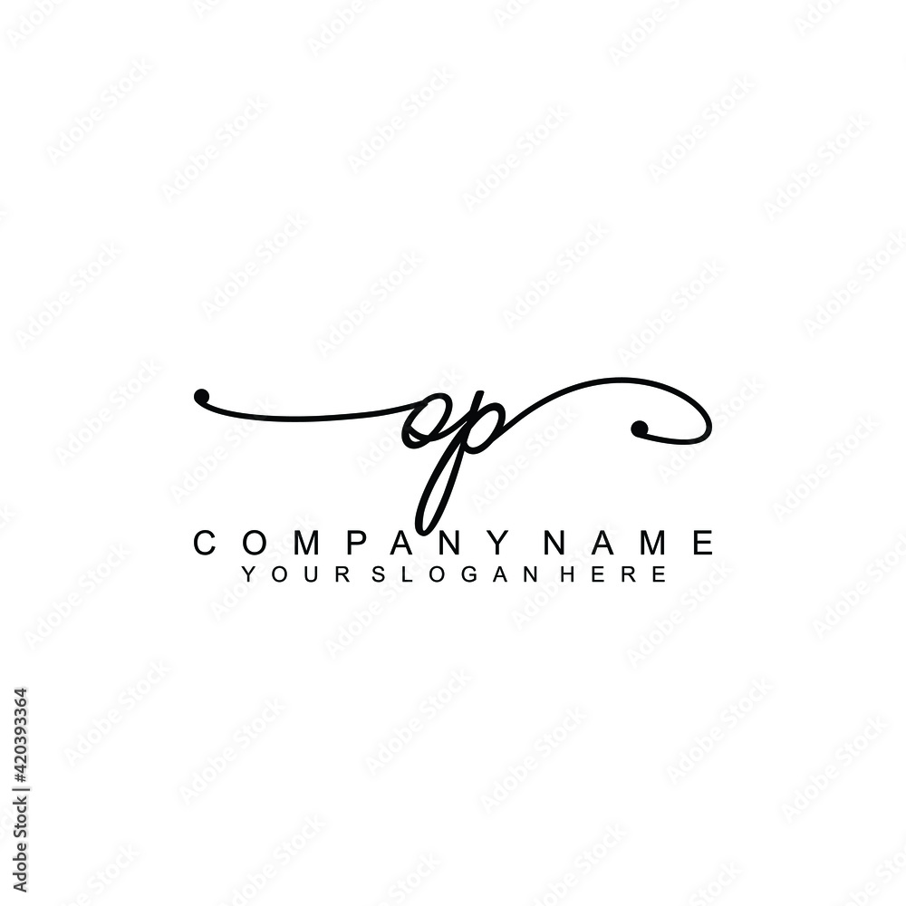 OP beautiful Initial handwriting logo template OP beautiful Initial handwriting logo template