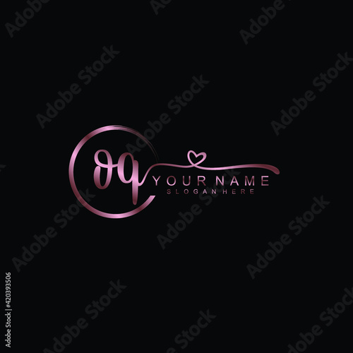 OQ beautiful Initial handwriting logo template