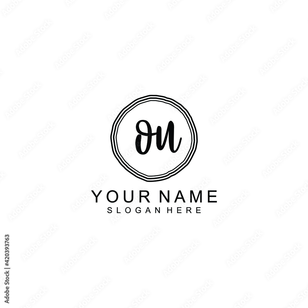 OU beautiful Initial handwriting logo template
